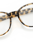Cambridge Blue Light Blockers in brown tortoise, overhead view