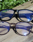 Cambridge Blue Light Blockers in transparent grey, lifestyle photo