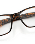 Raleigh Blue Light Blockers in fire tortoise, overhead view