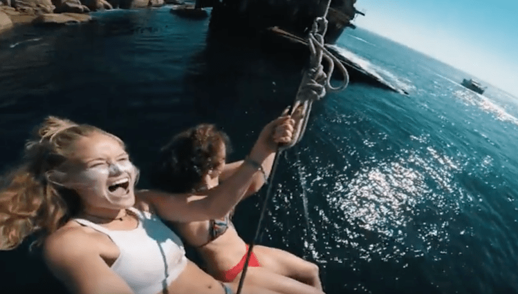 70ft Rope Swing from a Shipwreck