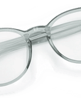 Cambridge Blue Light Blockers in transparent grey, overhead view 