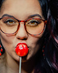 Cambridge XL Blue Light Blockers in red tortoise, lifestyle photo 