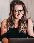 Cambridge Blue Light Blockers in blue tortoise, lifestyle photo 
