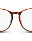 Cambridge XL Blue Light Blockers in red tortoise, front view 
