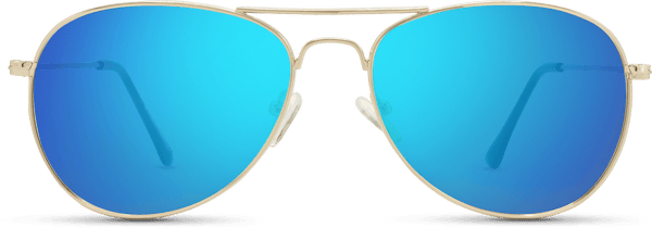 Kitty Hawk Sunglasses in Gold Metal Frame blue Lens, front view #color_Gold-Metal-Frame-blue-Lens