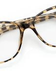 New Haven Blue Light Blockers in shiny brown tortoise frame, overhead view 