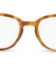 Quincy Blue Light Blockers in honey tortoise, front view 
