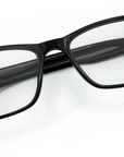 Raleigh Blue Light Blockers in black, overhead view 