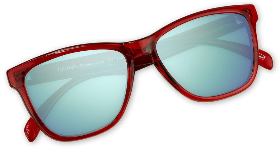 Transparent Red Frame - Blue Mirror Lens